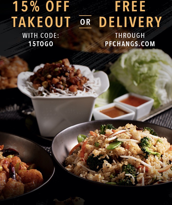 P.F. Chang's Coupon for 15 Off Take Out or Delivery!