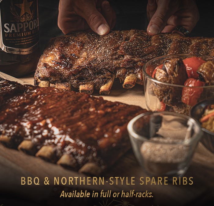 BBQ & Northern-Style Spare Ribs. Available in full or half-racks.