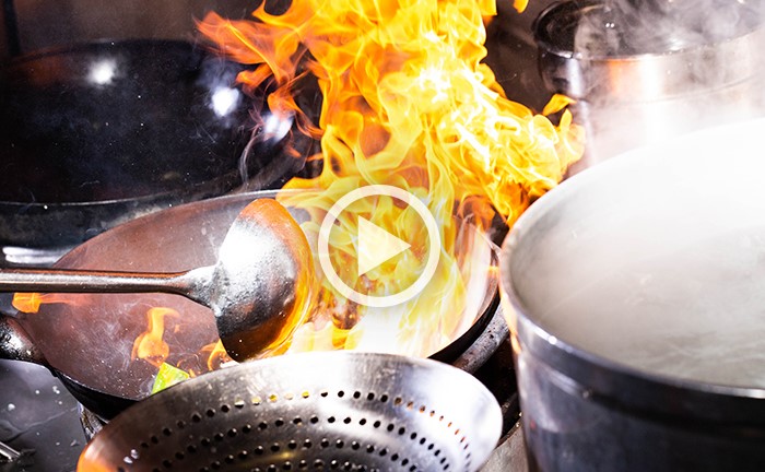Image of fiery wok - Video imbedded